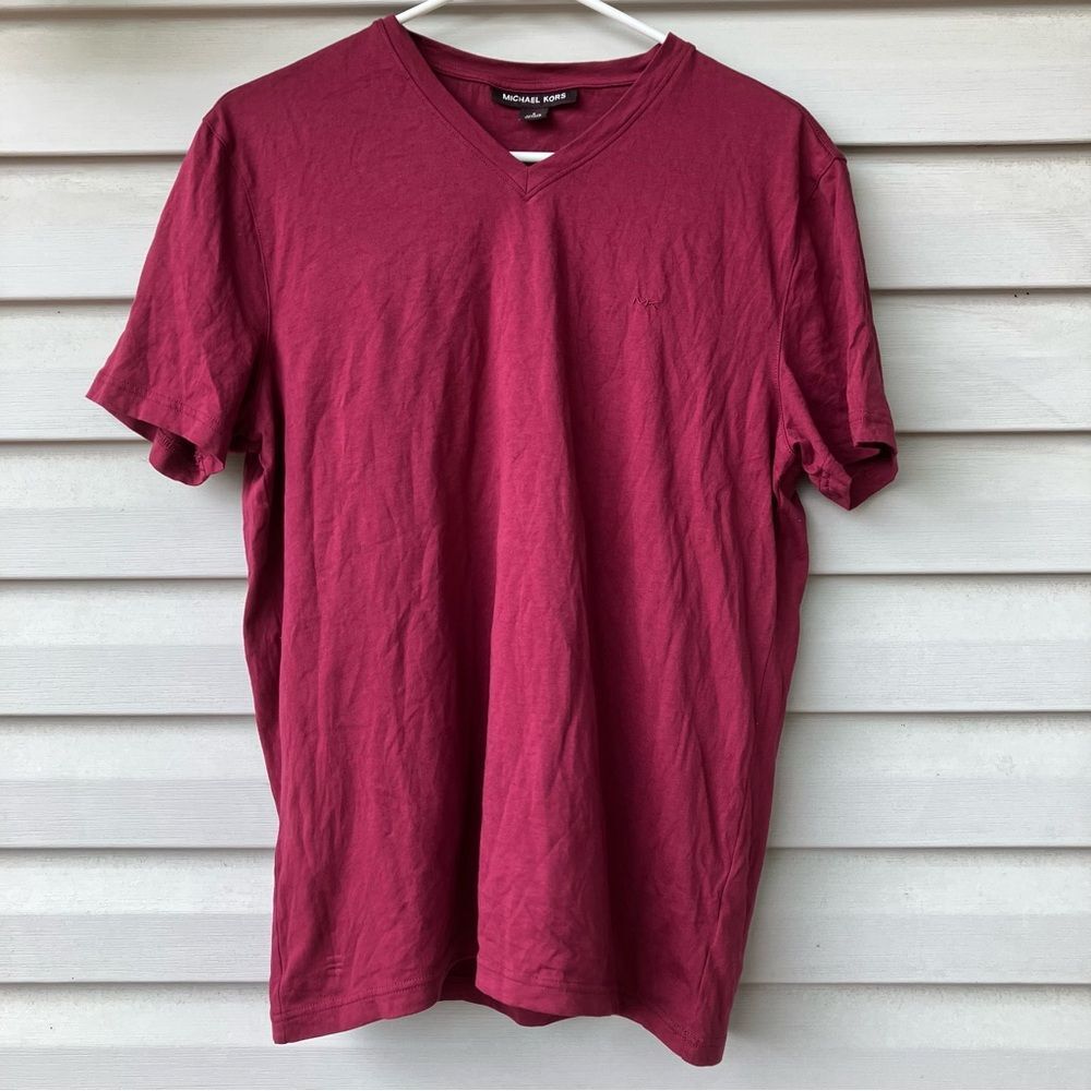 Michael Kors Burgundy Cotton Tee Size Small
